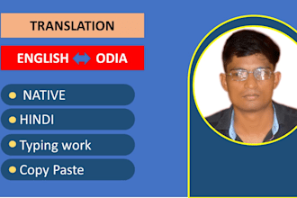localize your game, web content, book from english to odia and hindi