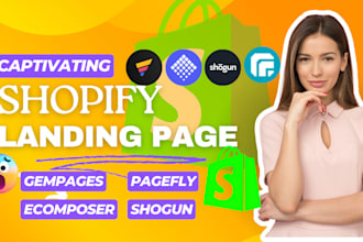 one product store shopify landing page with gempages, shogun, ecomposer, pagefly