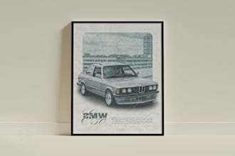 create modern vintage car posters