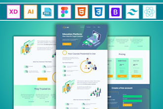 convert figma to react website, psd to react website, using bootstrap, tailwind