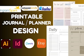 design custom journal, printable journal, trackers, checklist, canva journal
