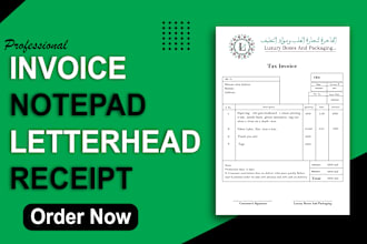 design professional invoice, receipt, notepad, letterhead, checklist