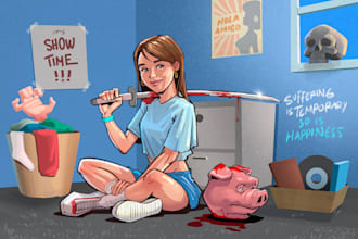 draw a comic cartoon character illustration in my style