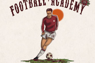 draw illustration design with american vintage or old school style