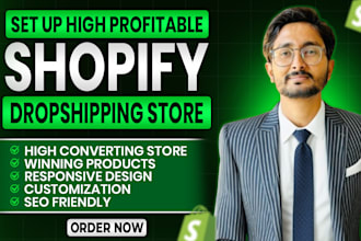 set up shopify dropshipping store, design, redesign, shopify store or website