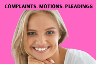 draft court pleadings, motion, lawsuit, complaint, petition, appeal, answer, nda