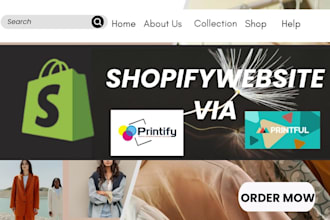 build shopify  store via  printiful printiful personal  ecommerce website