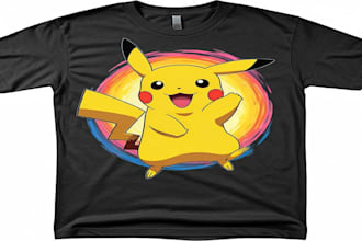 do pokemon retro tshirt and merch illustration design for your pod store