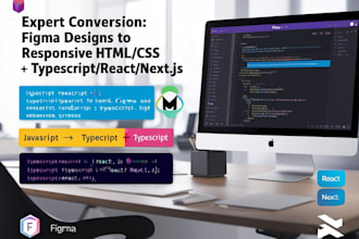 convert figma, xd to HTML,CSS or update javascript to typescript,react,nextjs