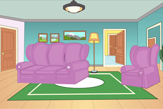 create cartoon custom 2d background illustration in HD