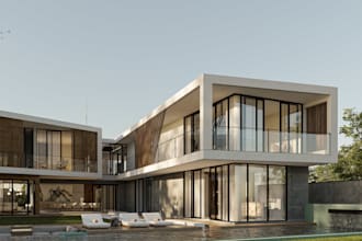 make 3d residential, house, villa render