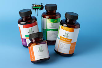 make 3d images of supplement bottle mockup