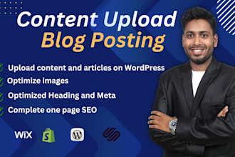 upload your content, articles and blog posts as wordpress VA