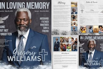 design funeral program, obituary program, funeral prayer card