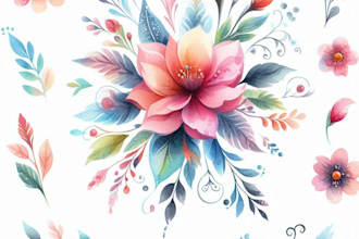 paint a watercolor flower elements for any design