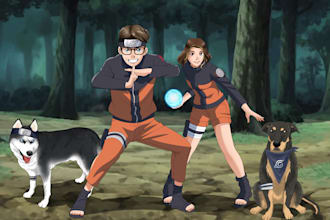 draw you in naruto anime style less than 24 hours