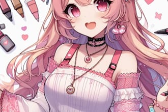 draw professional cute anime art vtuber style giftuber live2d model pngtuber oc
