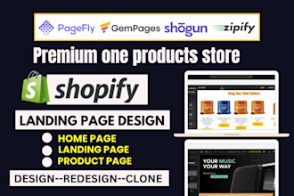 shopify landing page and one product store design by pagefly gempages