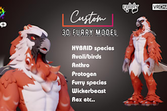 do realistic 3d furry vrchat avatar, nsfw vtuber model for pc, quest animaze vrm