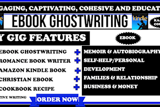 ebook ghostwrite 30,000 words, fiction book  nonfiction ebook ghostwriter