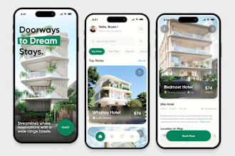 booking app, restaurant website, car pooling app, truck app