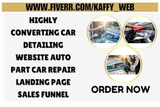 create car detailing website auto part car repair landing page sales funnel