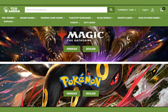 design trading card website pokémon website tcg card store trading card website