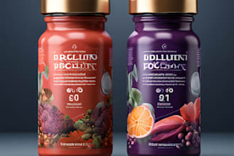 do premium supplement label packaging design 3d mockup