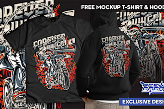 do custom hotrod garage motorcycle illustration for merch