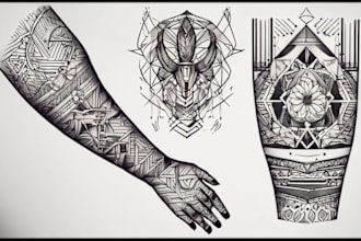 create sleeve tattoo design in geometric style