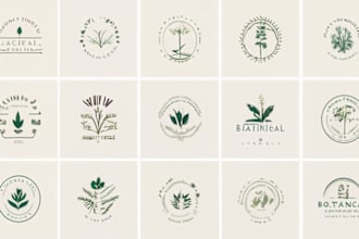 design vintage botanical, mystic, illustration logo