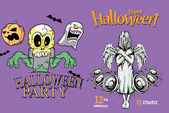 make high quality halloween, horror logo with illustration
