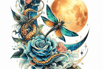 draw watercolor tattoo design
