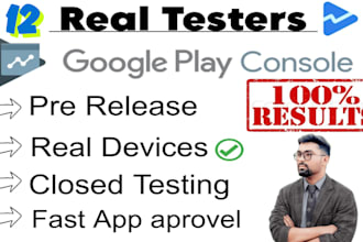provide 12 active testers for play console app close testing for 14 days