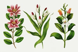 design vector botanical illustrations of flowers or any plants