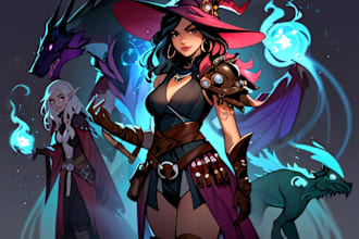 make a fantasy character art and dnd character party