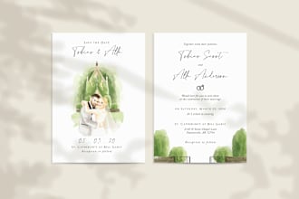 design illustrated invitation card wedding or party