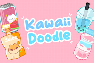 draw cute kawaii doodles, stickers, coloring page