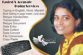 do expert typing in hindi, marathi, english and graphics