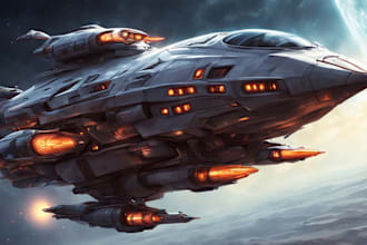 create a scifi vehicle design and spaceship concept art