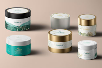 design product label cosmetic packaging and box design with mockup