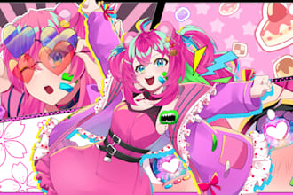draw anime illustration and fanart for your vtuber character design or oc art
