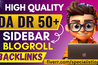 do da DR 50 sidebar, blogroll homepage dofollow with SEO backlinks