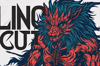 create linocut style t shirt design for you