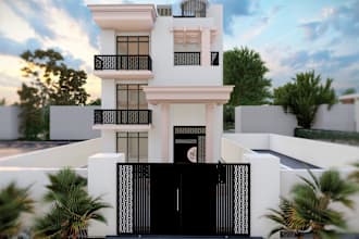 design exterior rendering a modern gate and fence design,
