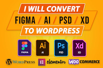 convert figma to wordpress, PSD, xd, png to elementor