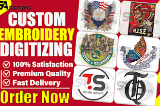 do embroidery digitizing logo design into dst file in 1 hour