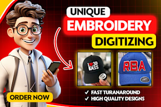do embroidery digitizing logo design into dst file in 1 hour