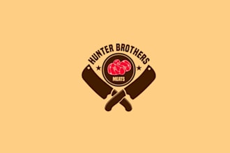 design eye catching hunter brothers meat logo