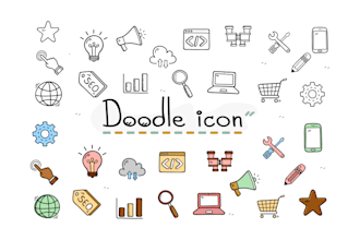 create hand drawn doodle art custom icon design set